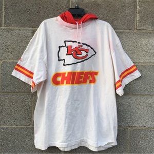 Vintage 90s Kansas City Chiefs Apex One Hooded White T-Shirt NFL Size Large **